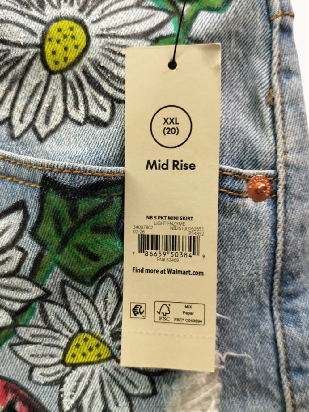 Hand painted Denim Mini Skirt Women's XXL NWT #Halloween #Horrormovie - Picture 5 of 11